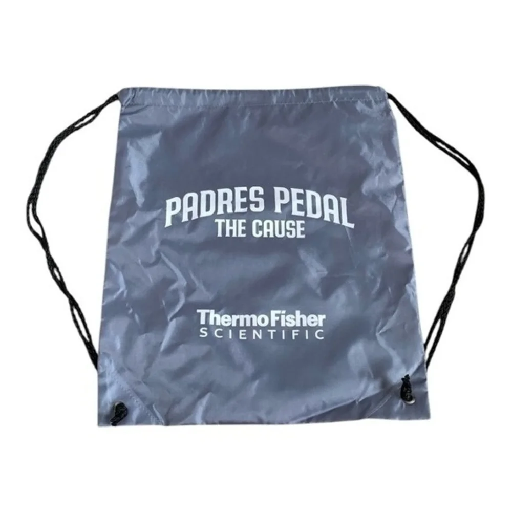 PADRES Grey Nylon Drawstring Backpack Promo Gym Casual Bag New Without Tag